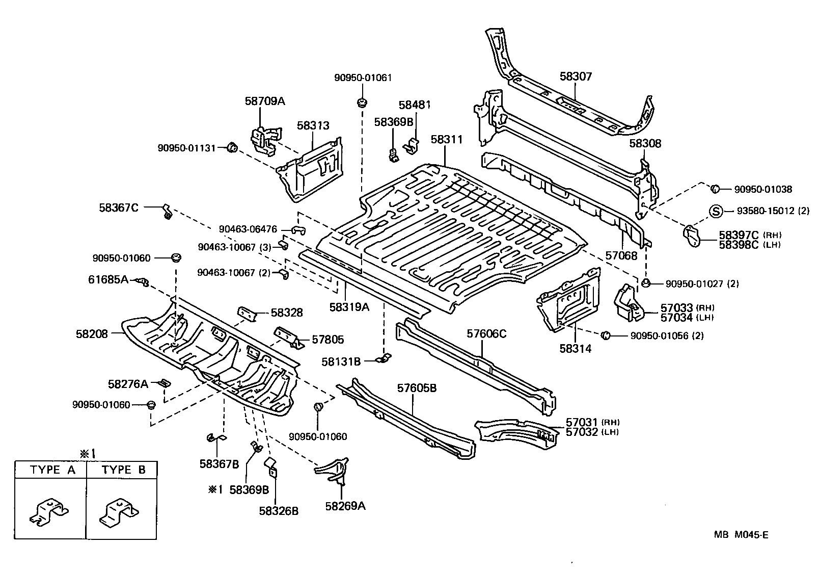 57033-31010 BRACKET SUB-ASSY, NO.8 BODY MOUNTING, RH product image