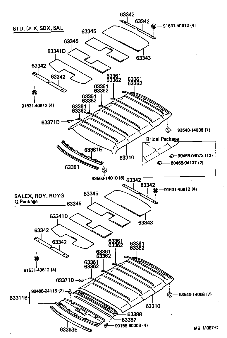 62475-91704 PAD, ROOF SIDE INNER GARNISH product image