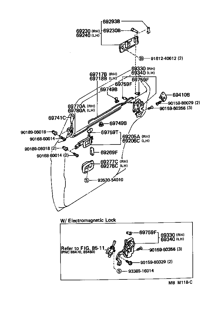 69130-30040 ACTUATOR ASSY, REAR DOOR LOCK, RH product image
