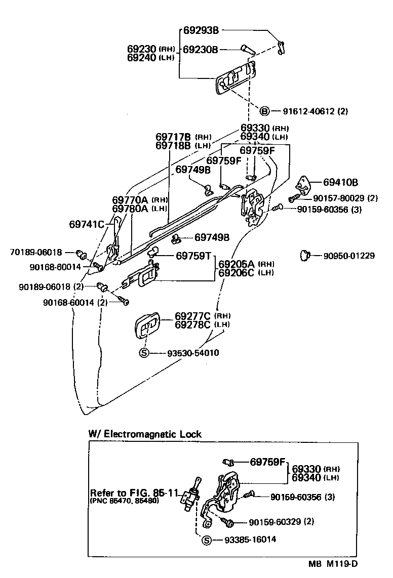 69340-30331 LOCK ASSY, REAR DOOR, LH product image