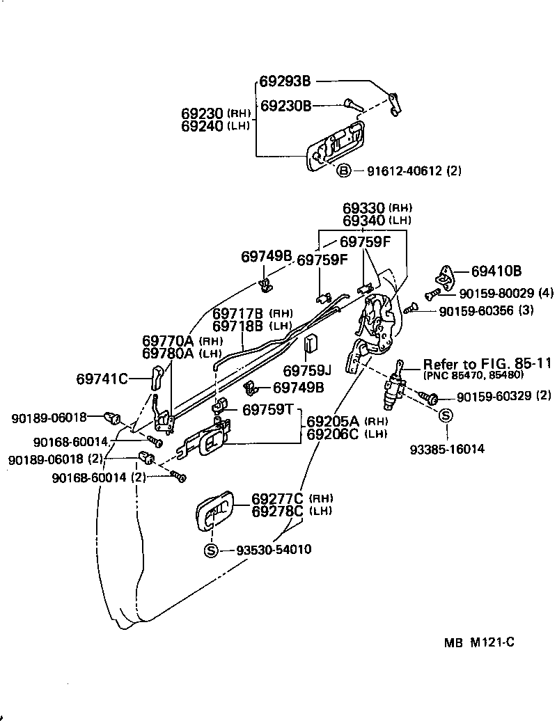 69340-30331 LOCK ASSY, REAR DOOR, LH product image