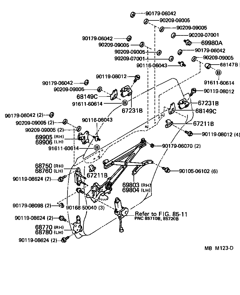 68147-30010 STOP, REAR DOOR GLASS, UPPER product image