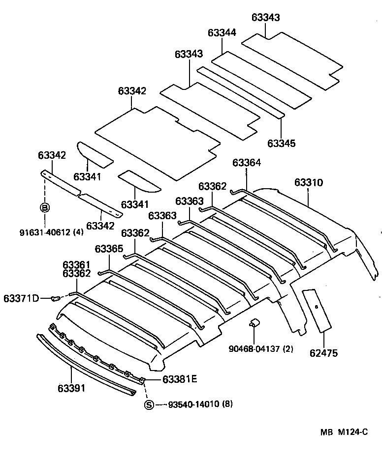 62475-91704 PAD, ROOF SIDE INNER GARNISH product image