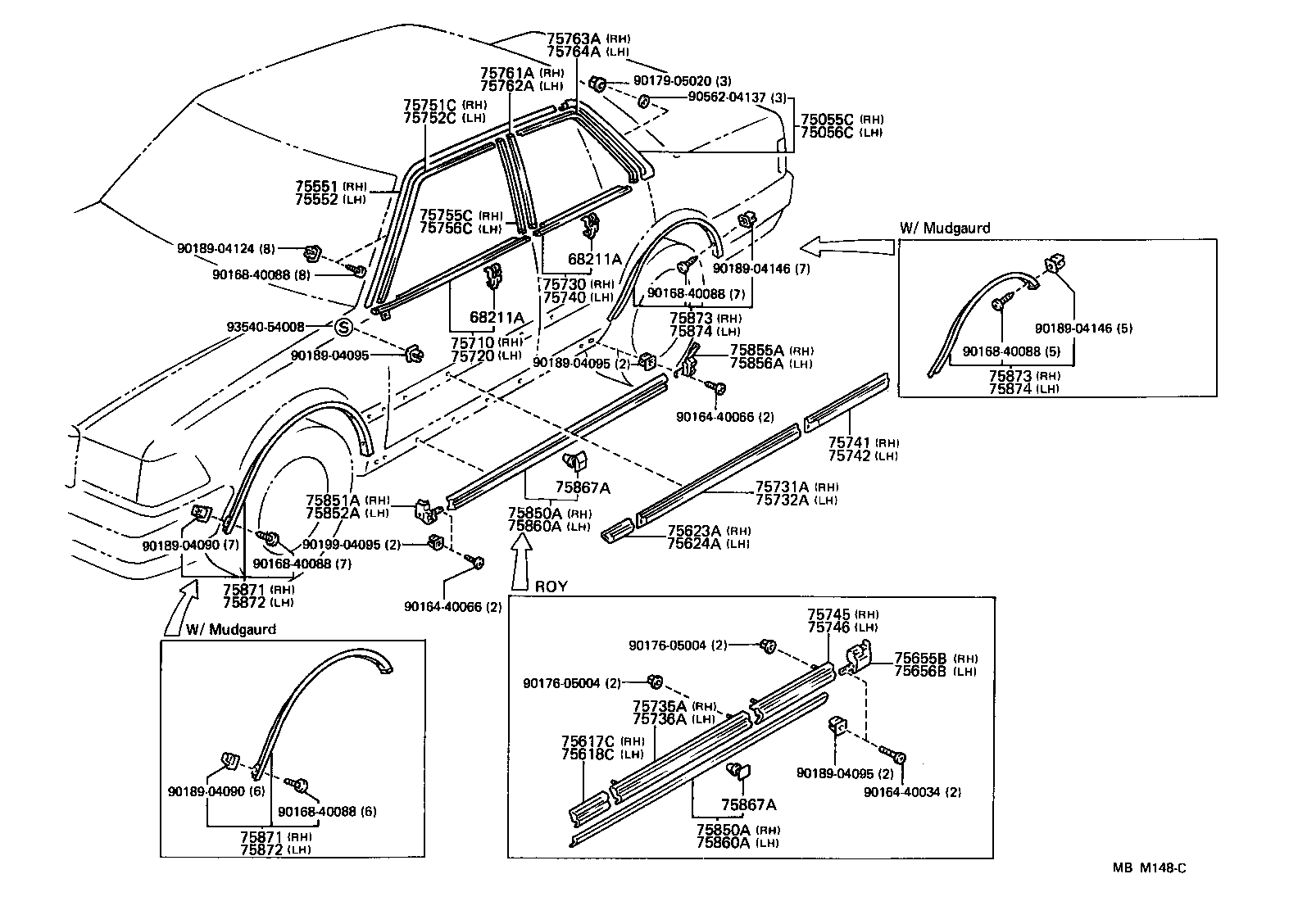 62053-30040 RETAINER SUB-ASSY, ROOF SIDE WEATHERSTRIP, REAR RH product image