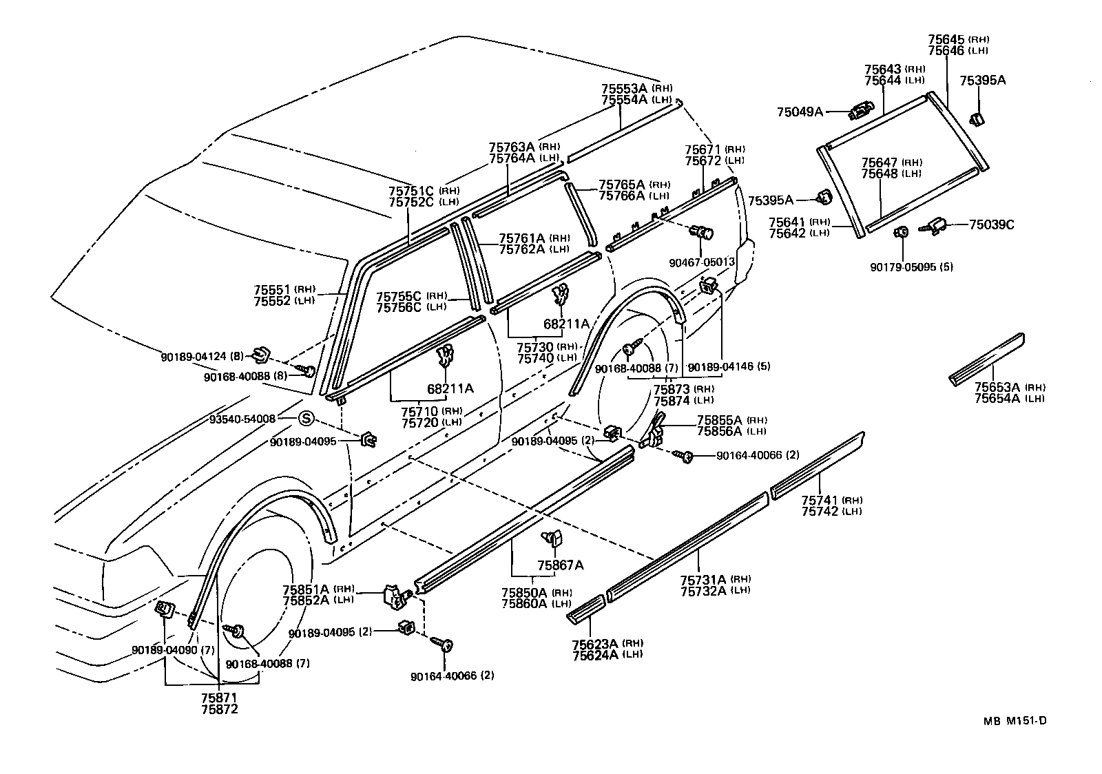 62053-30040 RETAINER SUB-ASSY, ROOF SIDE WEATHERSTRIP, REAR RH product image