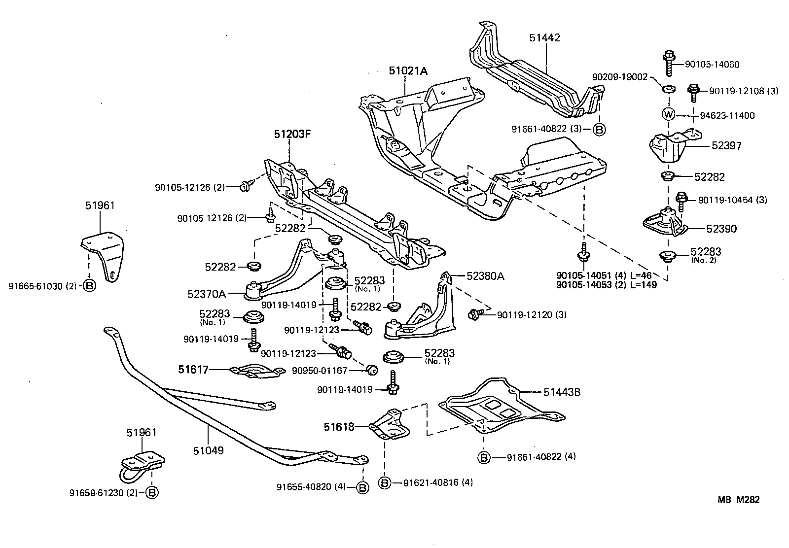 51203-95J05 CROSSMEMBER SUB-ASSY, FRONT SUSPENSION product image