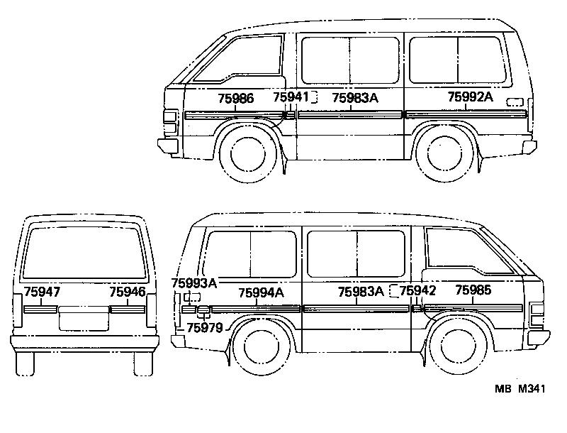 75993-95J26-04 STRIPE, QUARTER, REAR RH product image