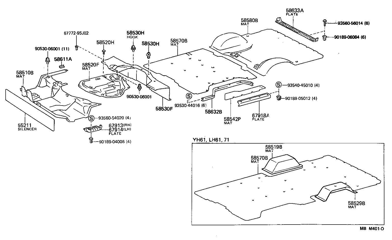 58578-95J02 PLATE, REAR FLOOR MAT SUPPORT SIDE, LH product image