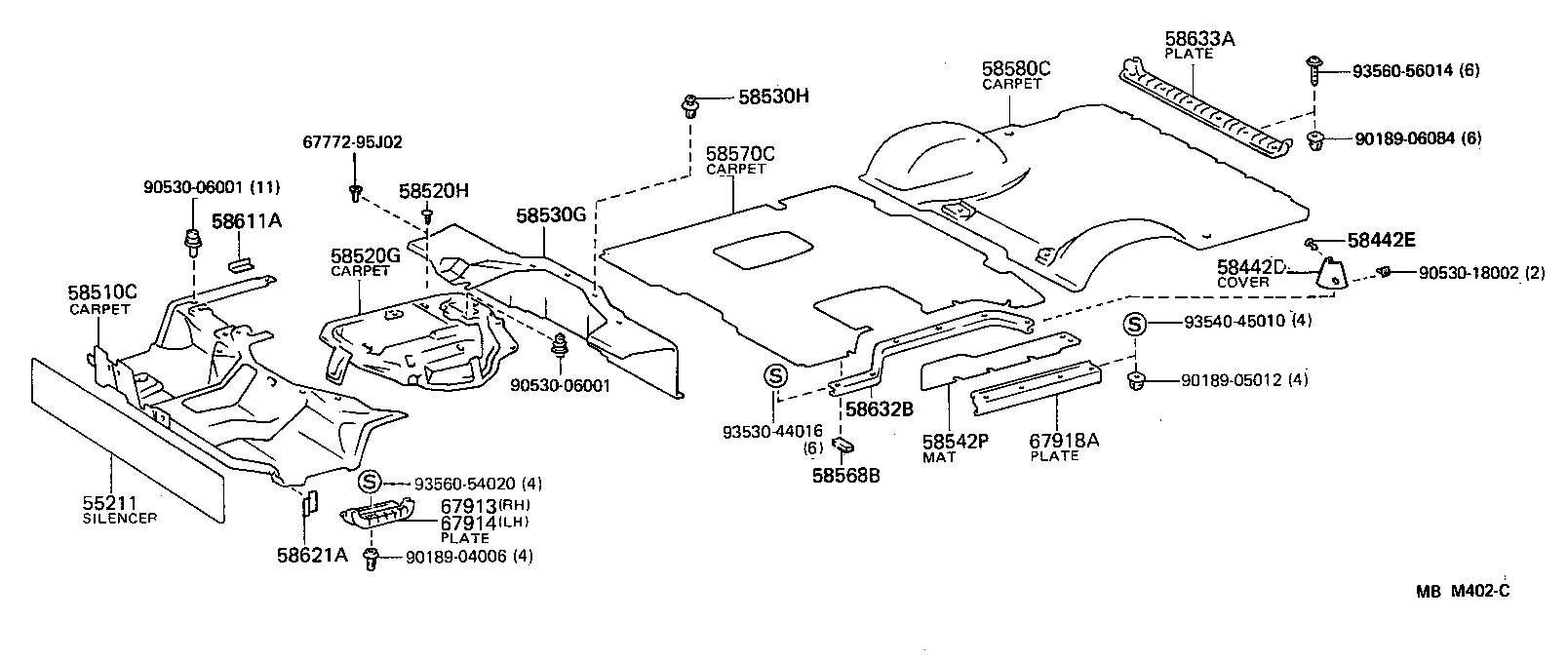 58578-95J02 PLATE, REAR FLOOR MAT SUPPORT SIDE, LH product image