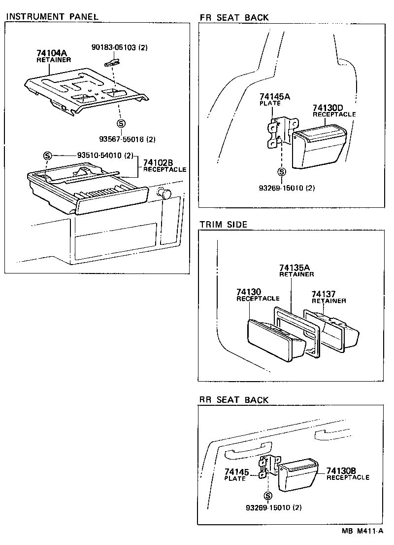 74130-95J01 RECEPTACLE ASSY, REAR ASH product image