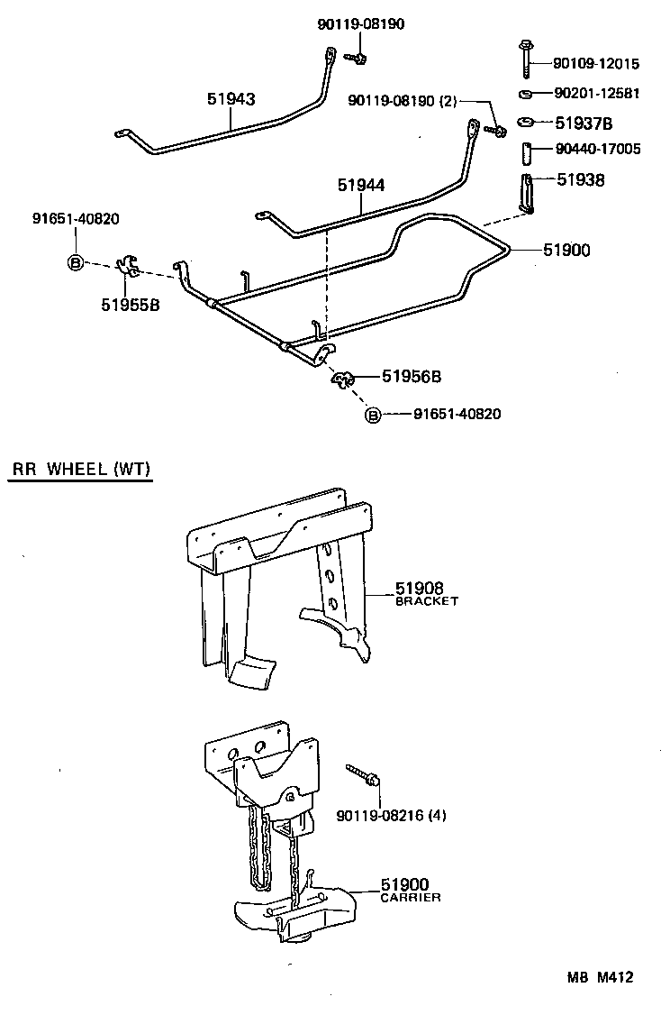 51903-26290 CARRIER ASSY, SPARE WHEEL product image