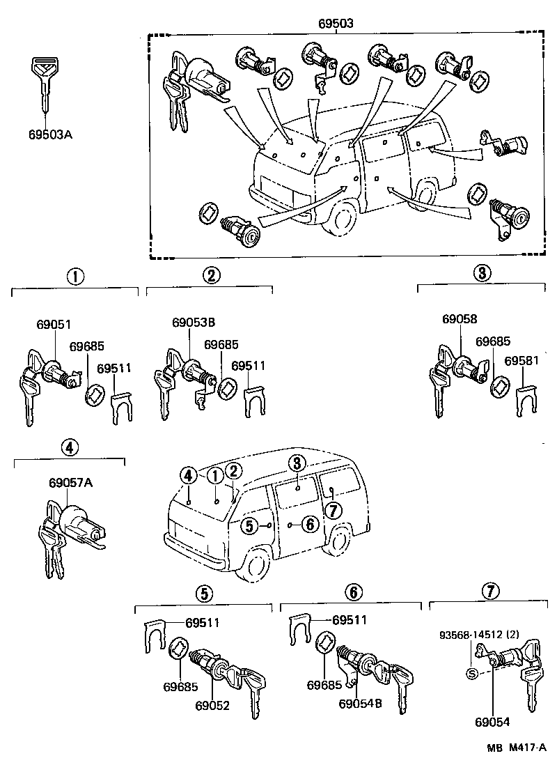 69052-95J04 CYLINDER & KEY SET, DOOR LOCK, LH product image