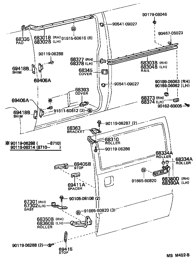 69406-95J01 STOP SUB-ASSY, SLIDE DOOR DOWN MALE product image
