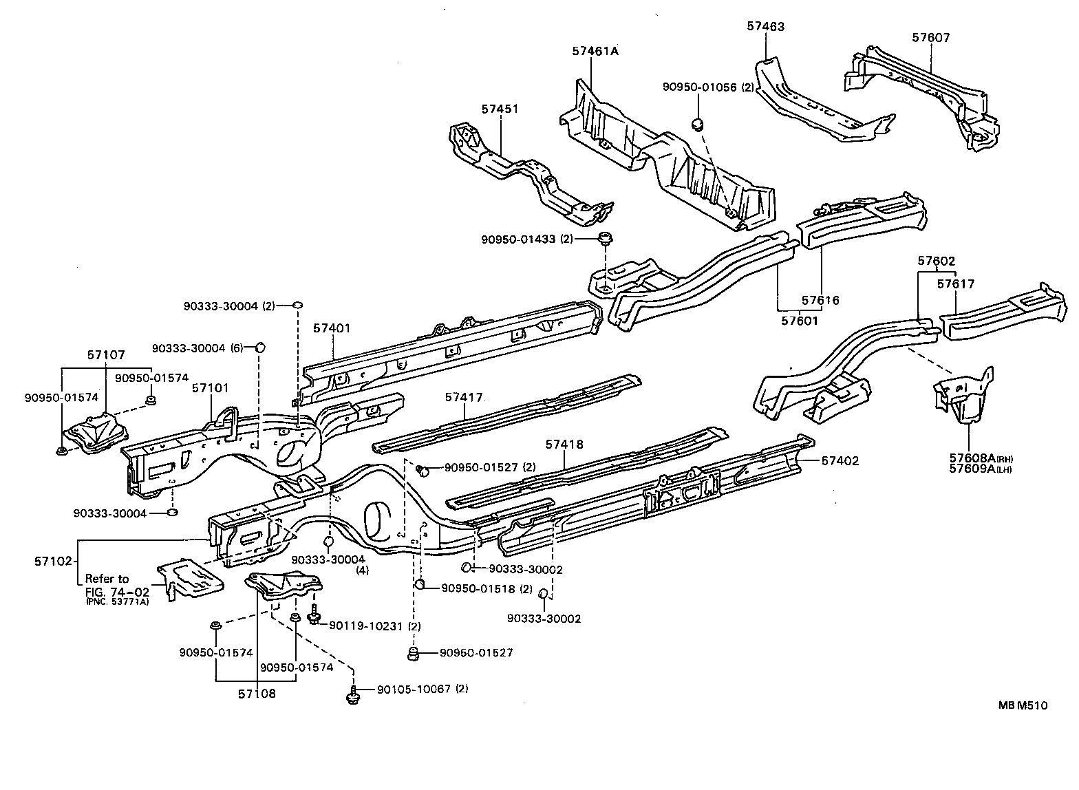 57101-32090 MEMBER SUB-ASSY, FRONT SIDE, RH product image