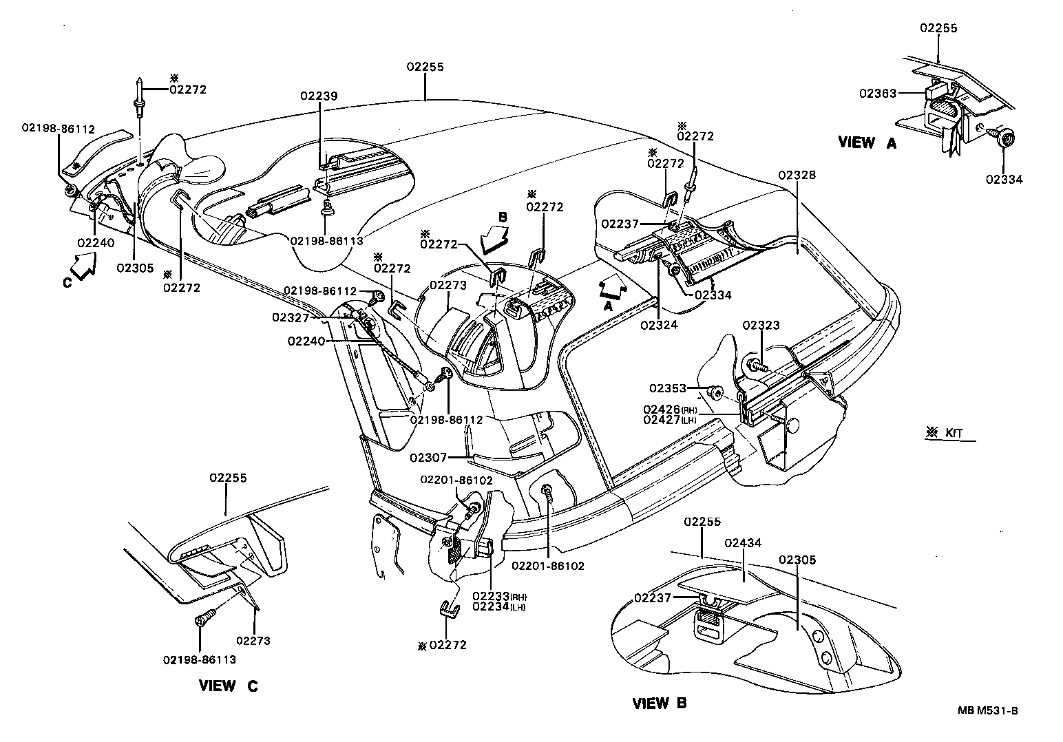02170-86102 WEATHERSTRIP ASSY, REAR RAIL product image