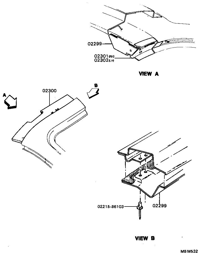 02170-86102 WEATHERSTRIP ASSY, REAR RAIL product image