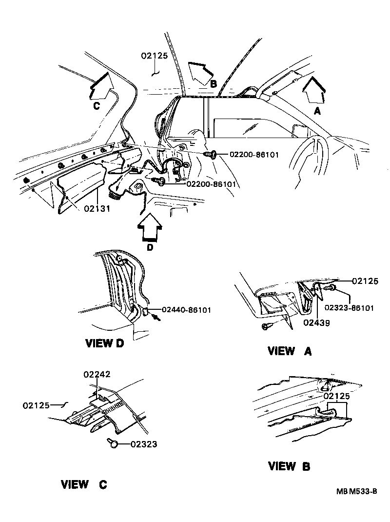 02170-86102 WEATHERSTRIP ASSY, REAR RAIL product image