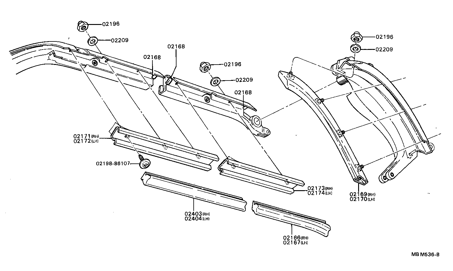 02170-86102 WEATHERSTRIP ASSY, REAR RAIL product image