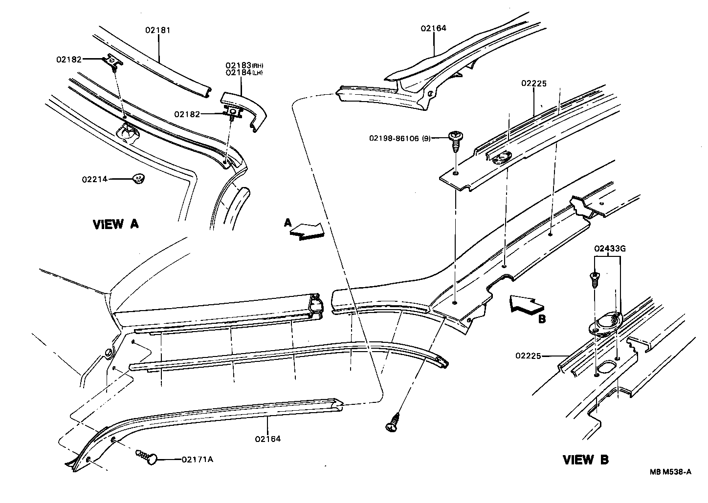 02170-86102 WEATHERSTRIP ASSY, REAR RAIL product image