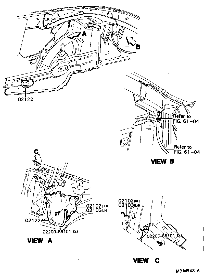 02170-86102 WEATHERSTRIP ASSY, REAR RAIL product image
