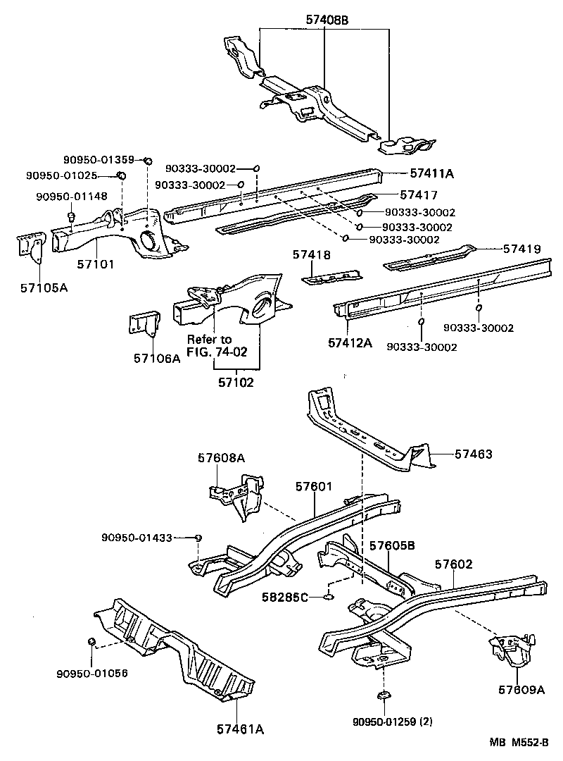 Toyota 57615-20904 MEMBER, REAR FLOOR SIDE, REAR RH