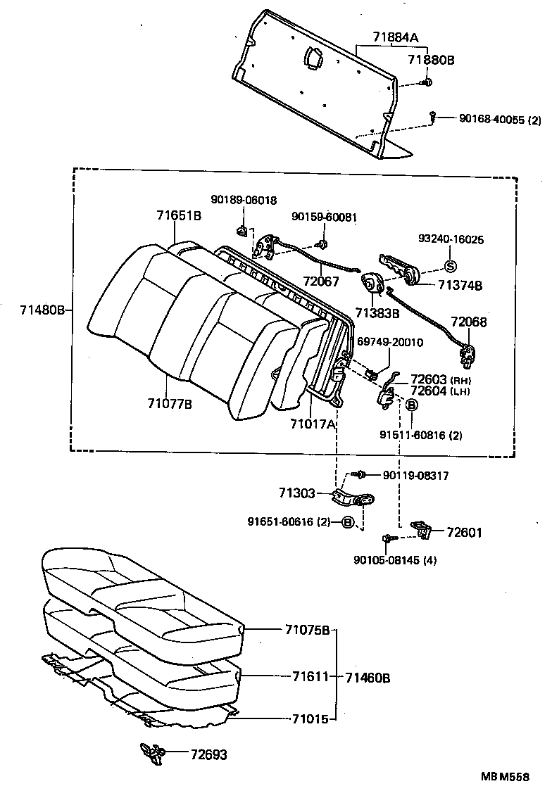 71015-20280 FRAME SUB-ASSY, REAR SEAT CUSHION product image