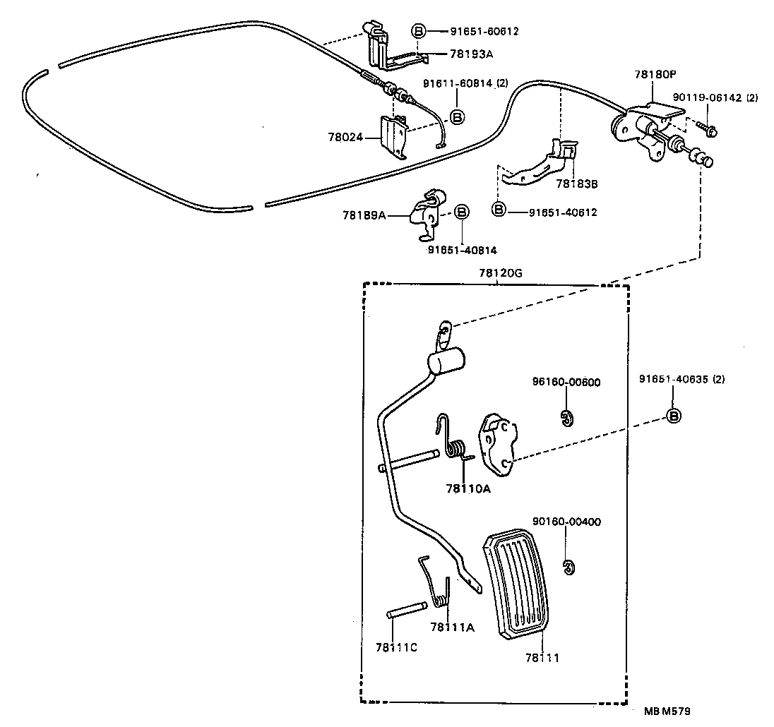 78189-20040 SUPPORT, ACCELERATOR CONTROL CABLE, NO.2 product image