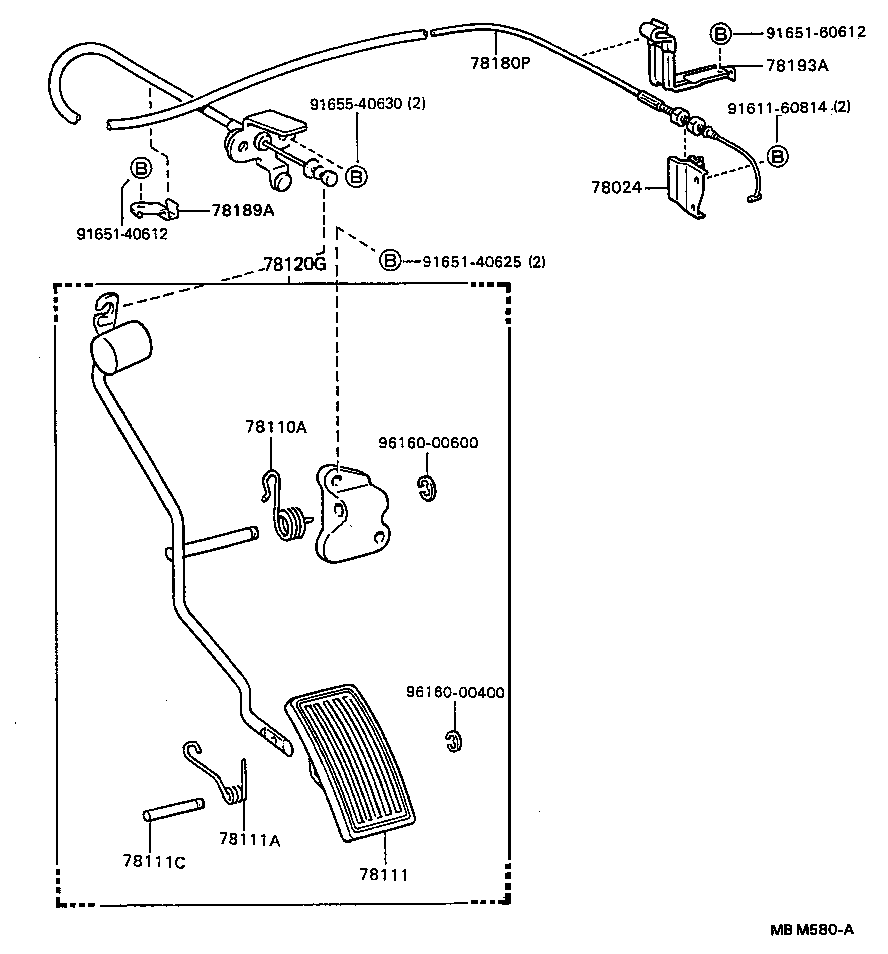 78189-20040 SUPPORT, ACCELERATOR CONTROL CABLE, NO.2 product image