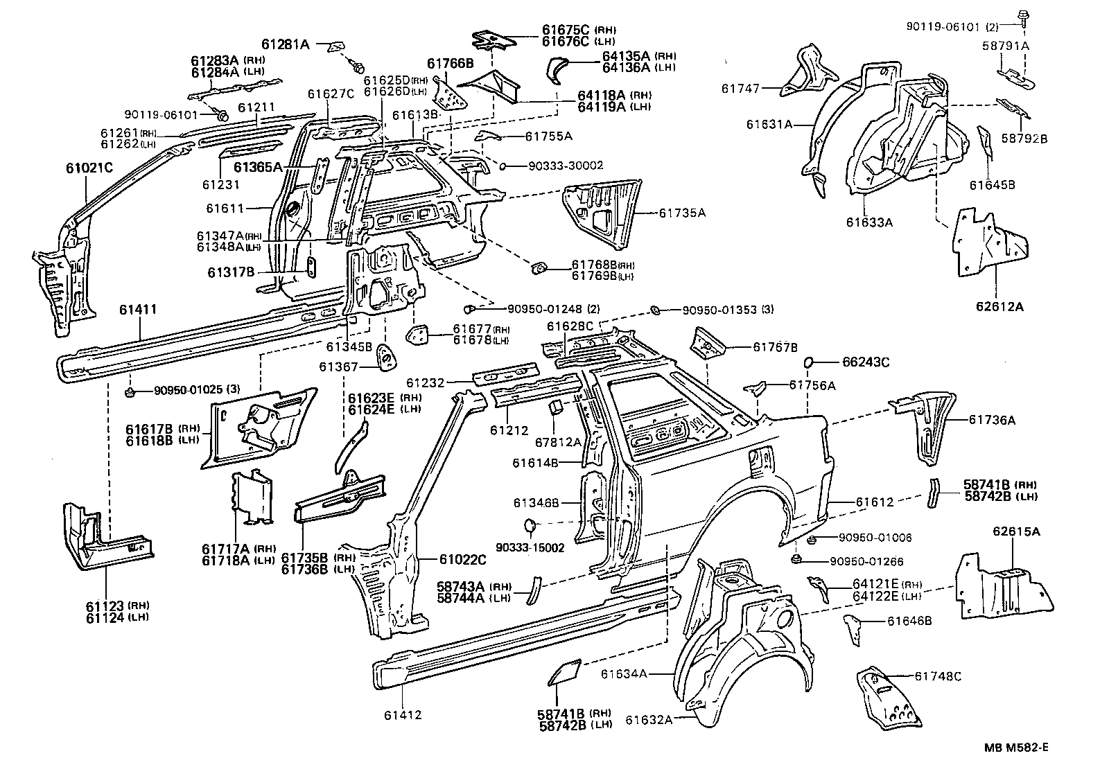 Toyota 61607-20150 PANEL, QUARTER WHEEL HOUSE, INNER RH