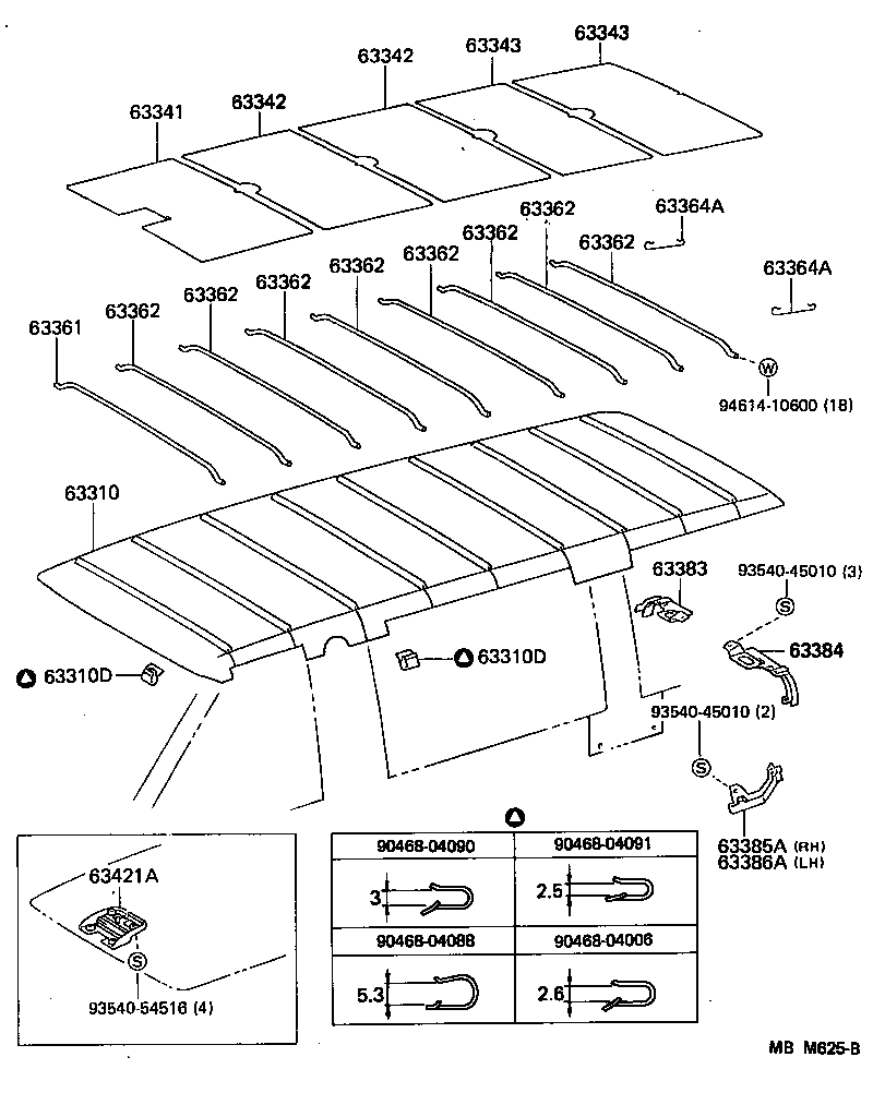 63361-95J02 SUPPORT, ROOF HEADLINING, NO.1 product image