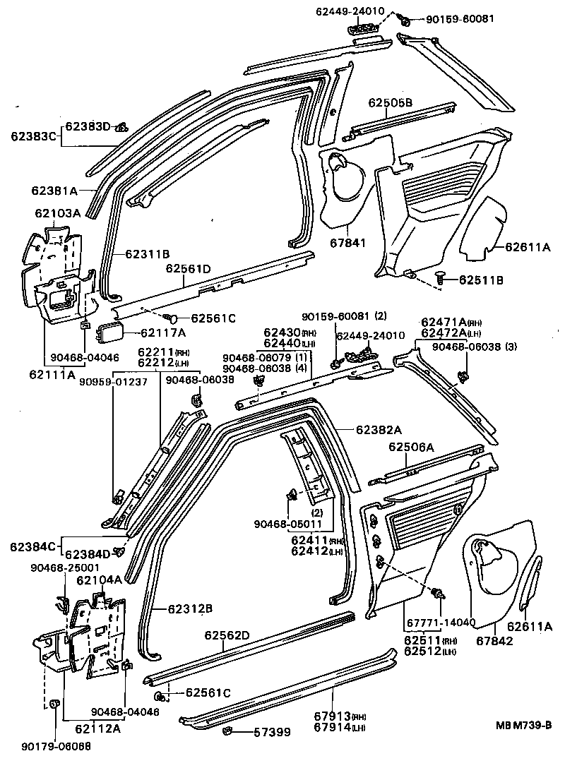 62381-24051 WEATHERSTRIP, ROOF SIDE RAIL, RH product image