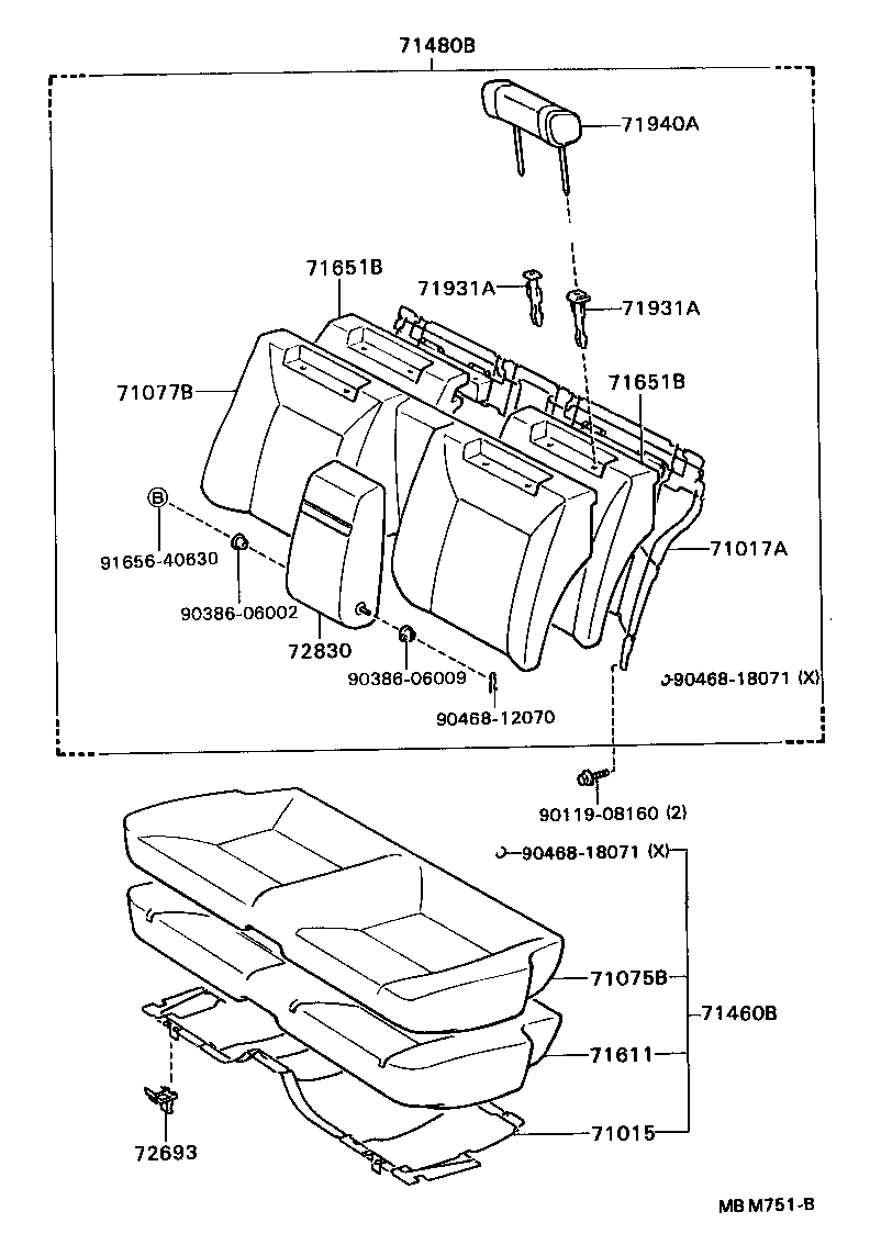 71460-24151-04 CUSHION ASSY, REAR SEAT (FOR BENCH TYPE) product image