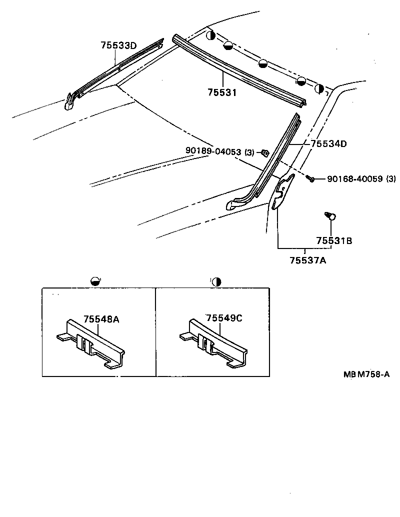 75533-24040 MOULDING, WINDSHIELD, OUTSIDE RH product image