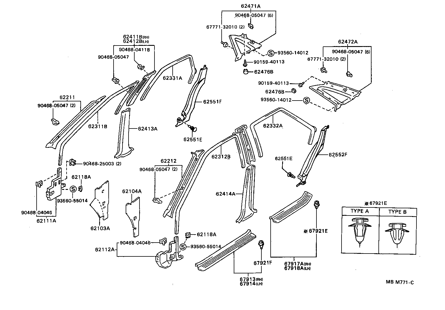 62403-94700 GARNISH, CENTER PILLAR, LOWER RH product image
