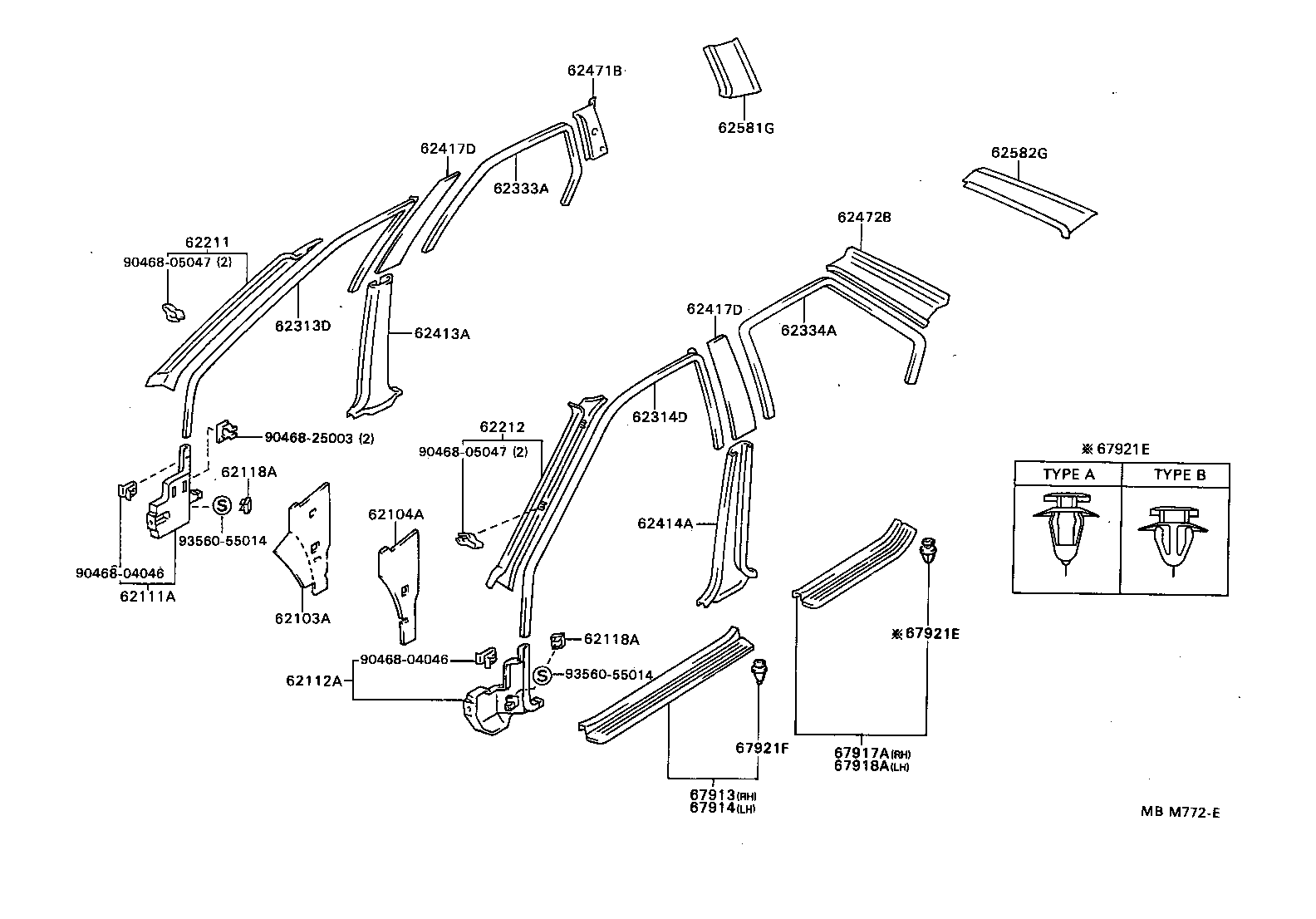 62403-94700 GARNISH, CENTER PILLAR, LOWER RH product image