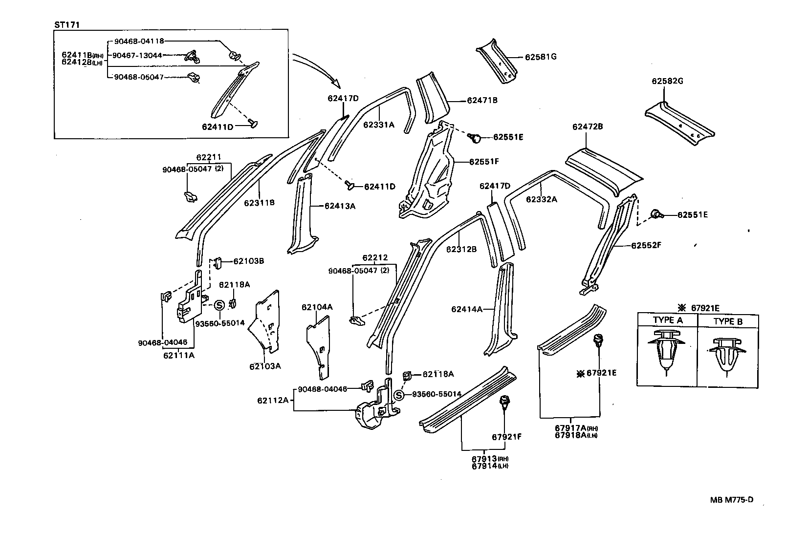 62332-95501-03 WEATHERSTRIP, REAR DOOR OPENING TRIM, LH product image
