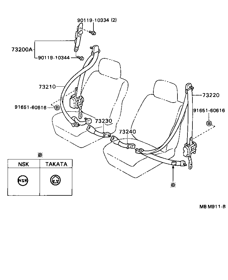 73240-20150-06 BELT ASSY, FRONT SEAT INNER, LH product image