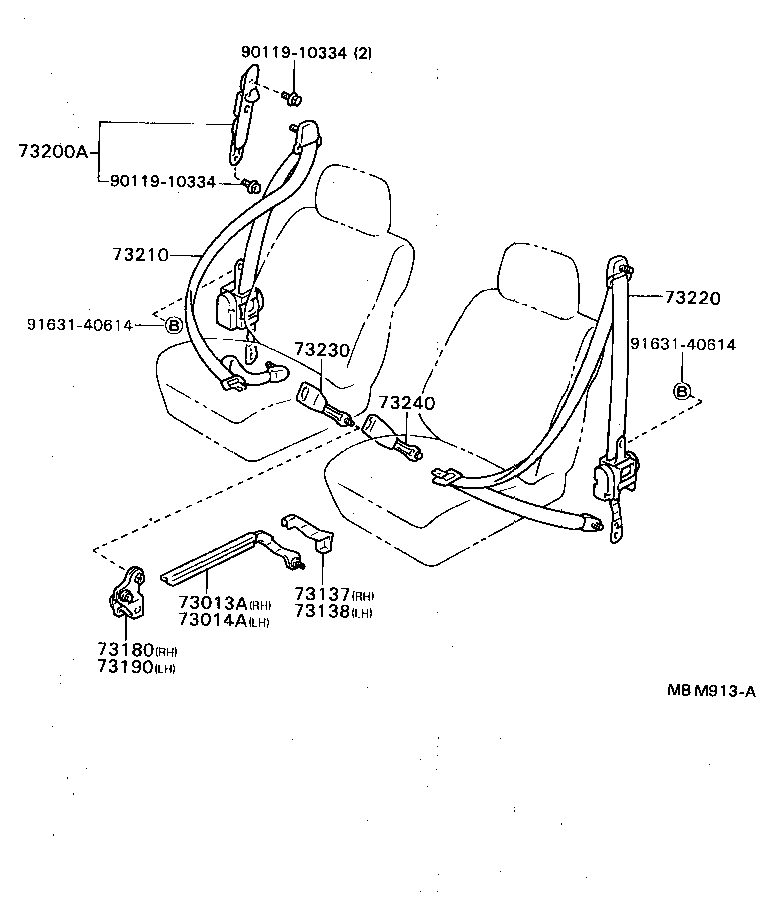 73014-20040-06 PLATE SUB-ASSY, FRONT SEAT BELT INNER ANCHOR, LH product image