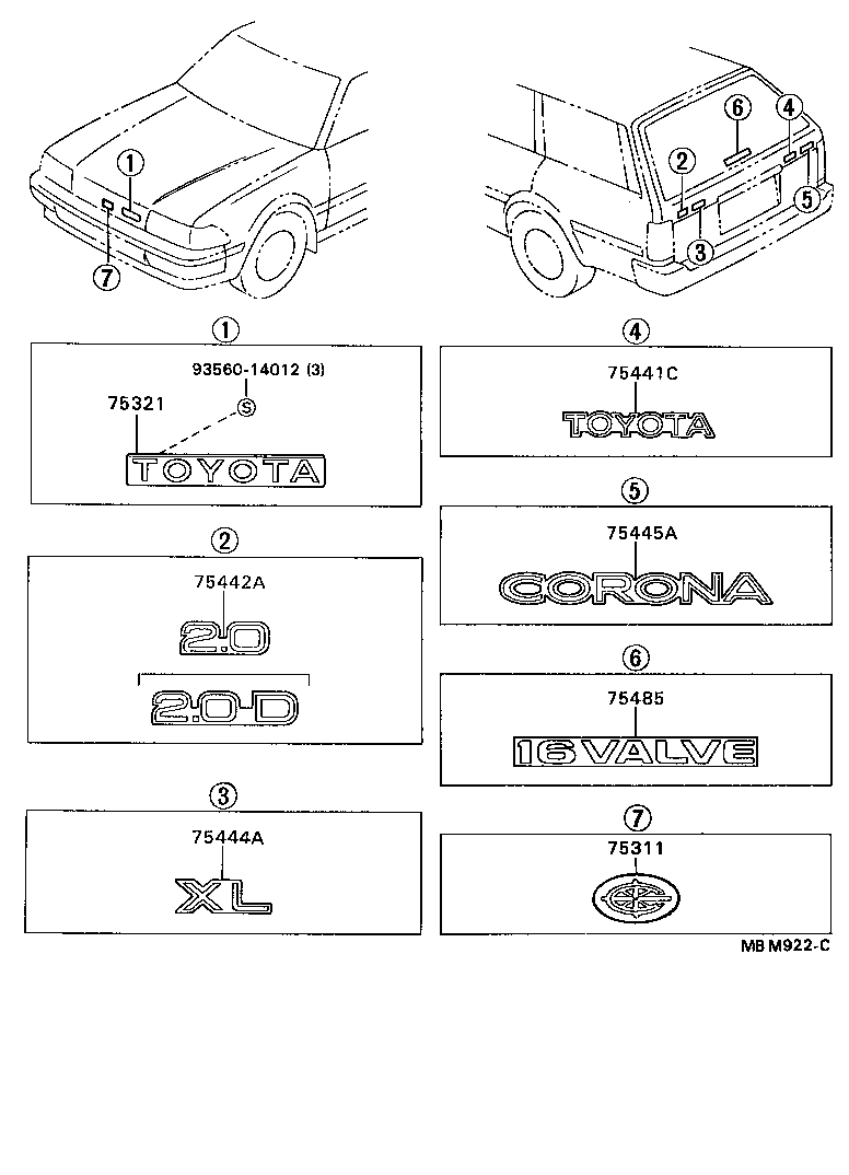 75321-20630 PLATE, RADIATOR GRILLE OR FRONT PANEL NAME product image