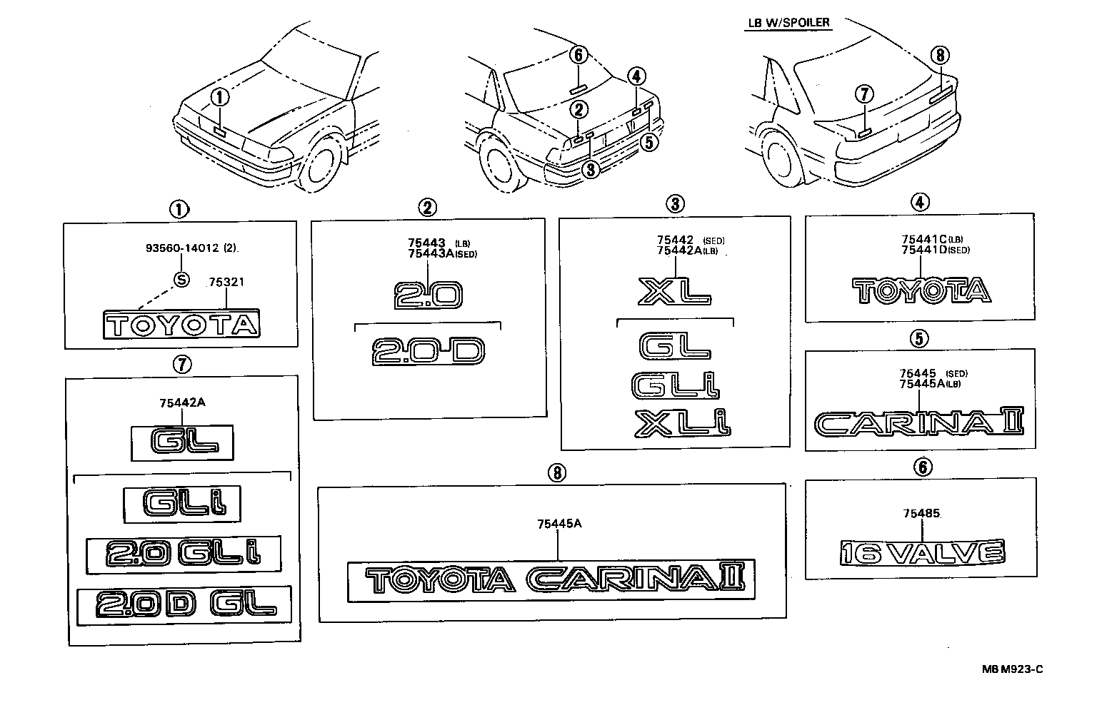 75442-20690 PLATE, LUGGAGE COMPARTMENT DOOR NAME, NO.2 product image