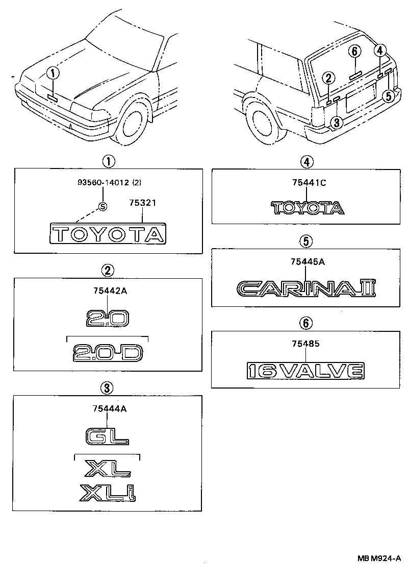 75442-20690 PLATE, LUGGAGE COMPARTMENT DOOR NAME, NO.2 product image