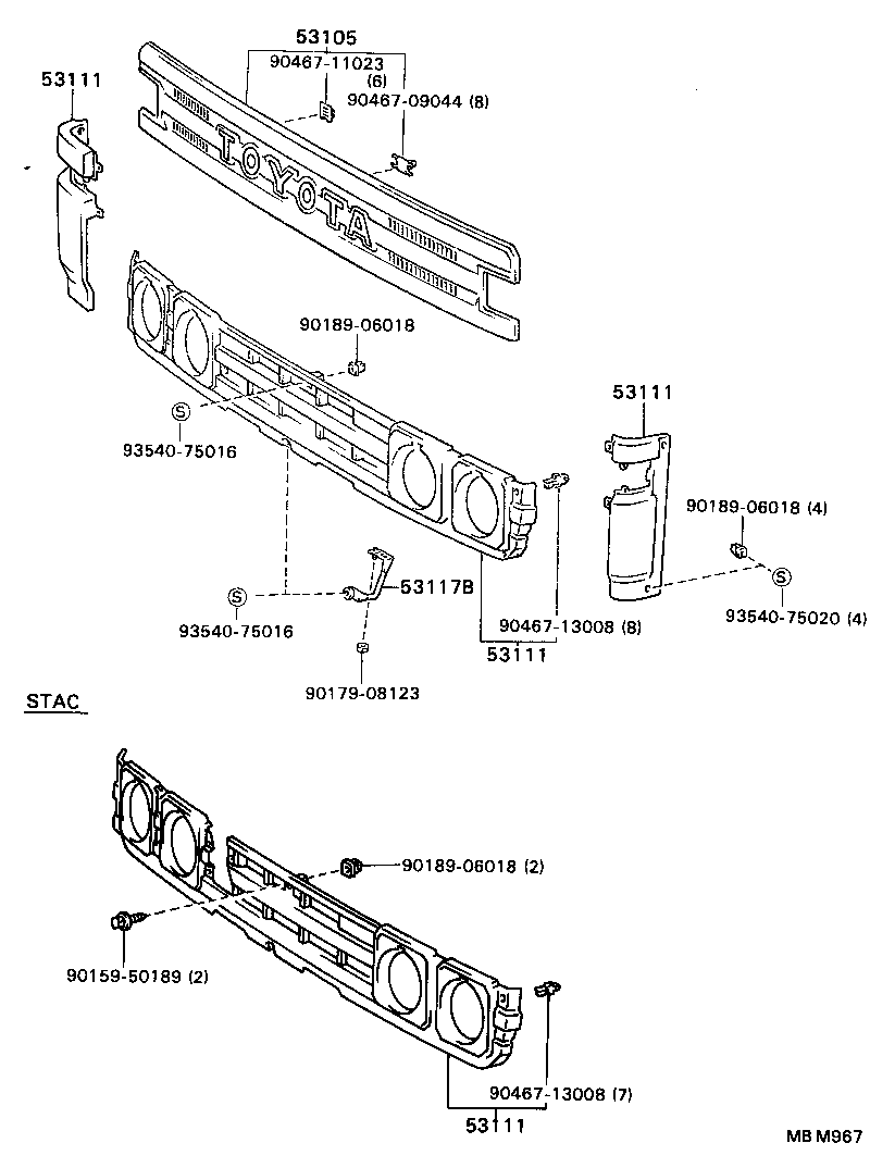 53111-95412 GRILLE, RADIATOR product image