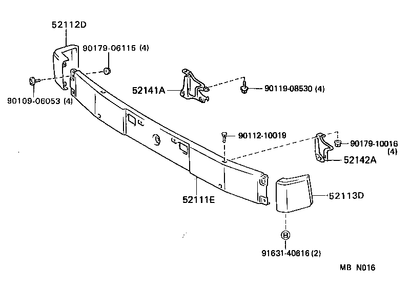 52142-95013 ARM, FRONT BUMPER, UPPER LH product image