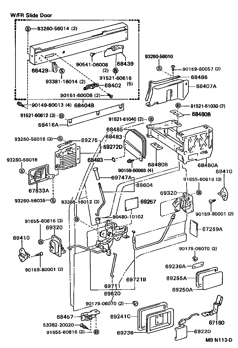69280-95401-06 HANDLE, FRONT DOOR INSIDE, LH product image