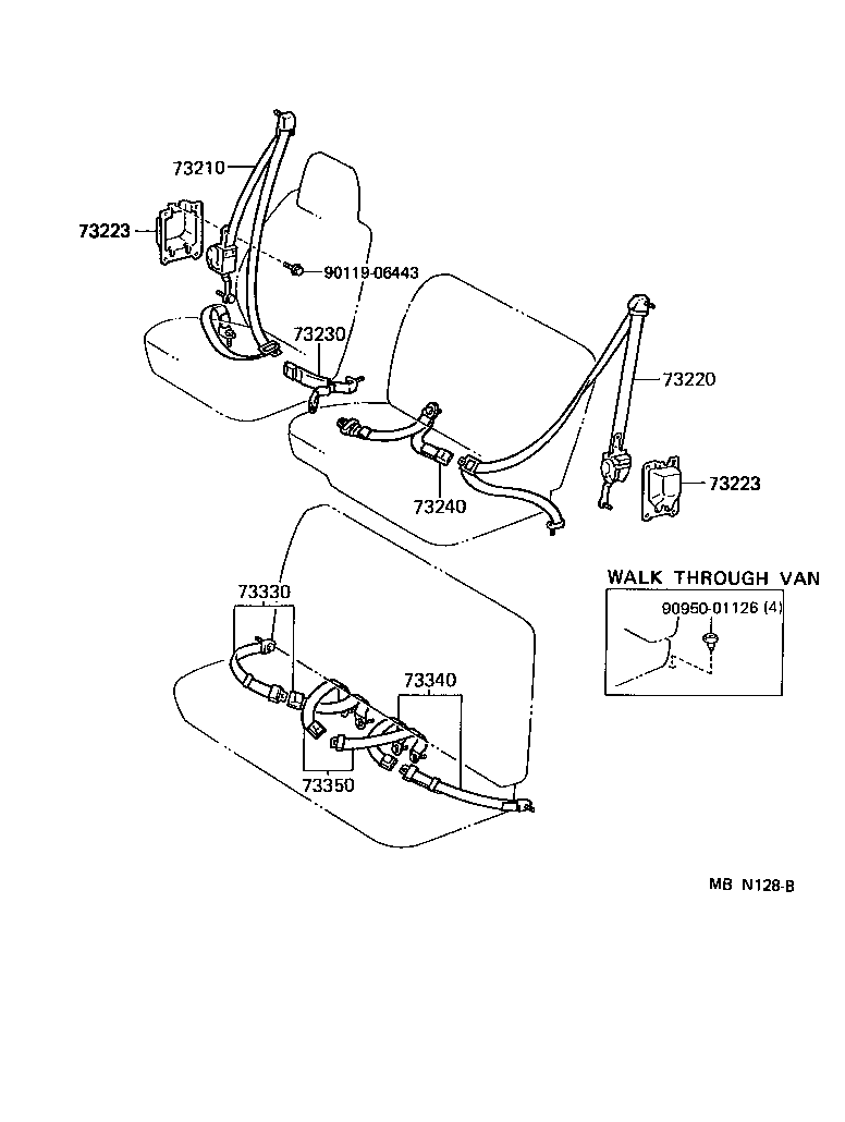 73350-95402-06 BELT ASSY, REAR SEAT LAP TYPE, CENTER product image