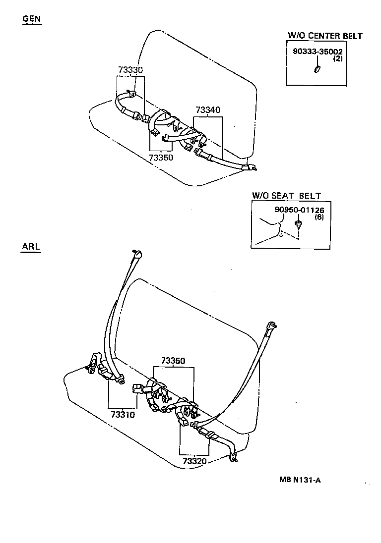 73350-95402-B1 BELT ASSY, REAR SEAT LAP TYPE, CENTER product image