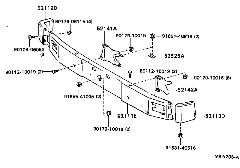 52142-95404 ARM, FRONT BUMPER, UPPER LH product image