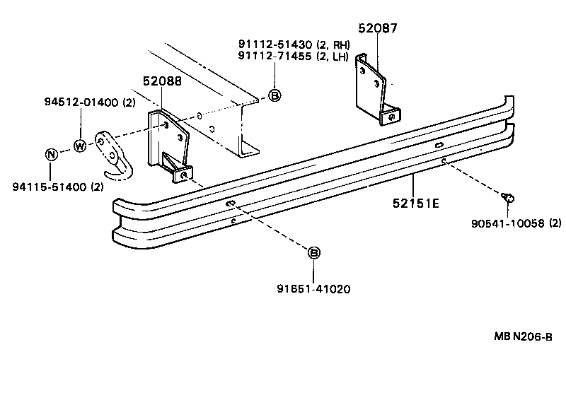 52087-92804 STAY SUB-ASSY, REAR BUMPER SIDE, RH product image