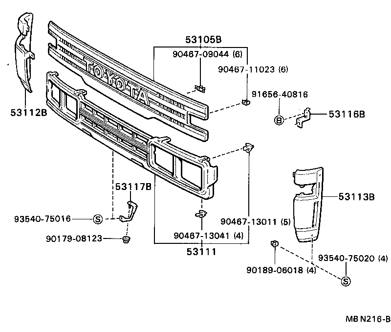53116-95404 BRACKET, RADIATOR GRILLE, NO.2 product image