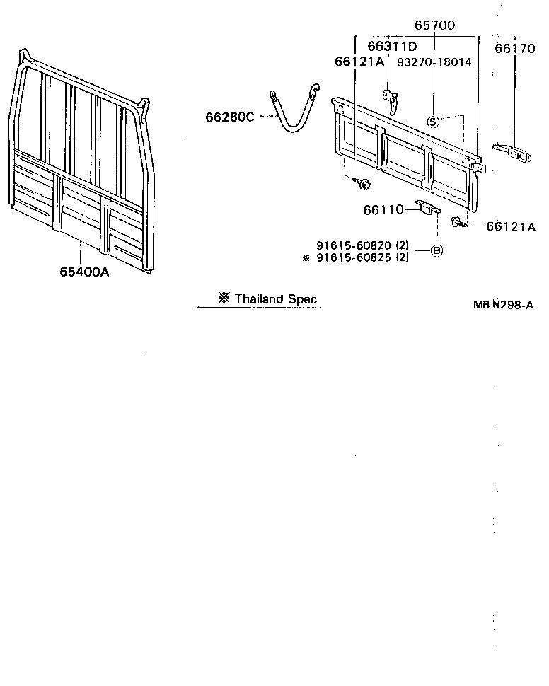 65701-93107 GATE ASSY, REAR BODY TAIL product image